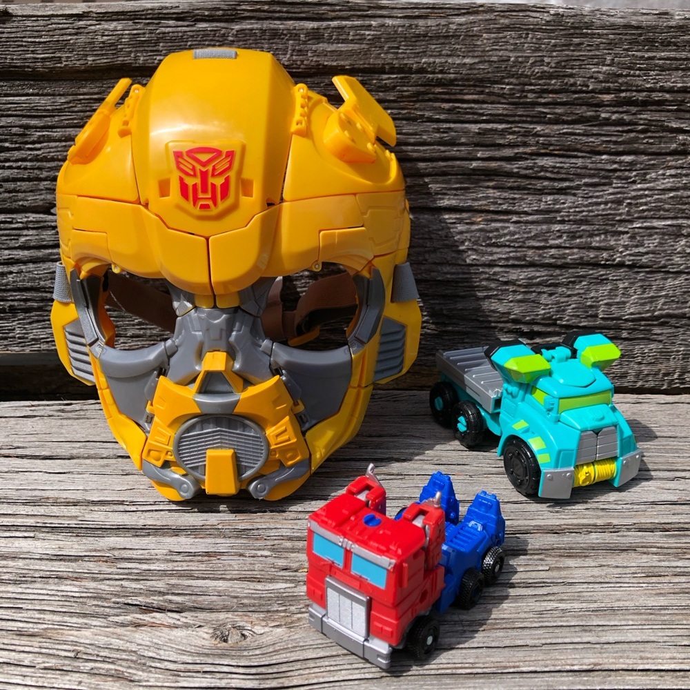 Transformers One 2 in 1 converting Mask Bumblebee, Rescue Bots Optimus Prime lot